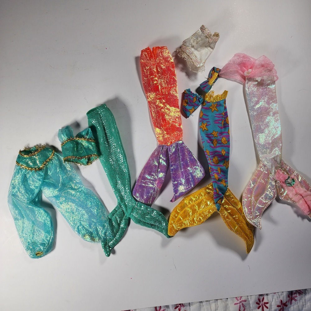 Lot of Vintage Barbie 1980s 1990s Clothing Little Mermaid Tail Aladdin Jasmine